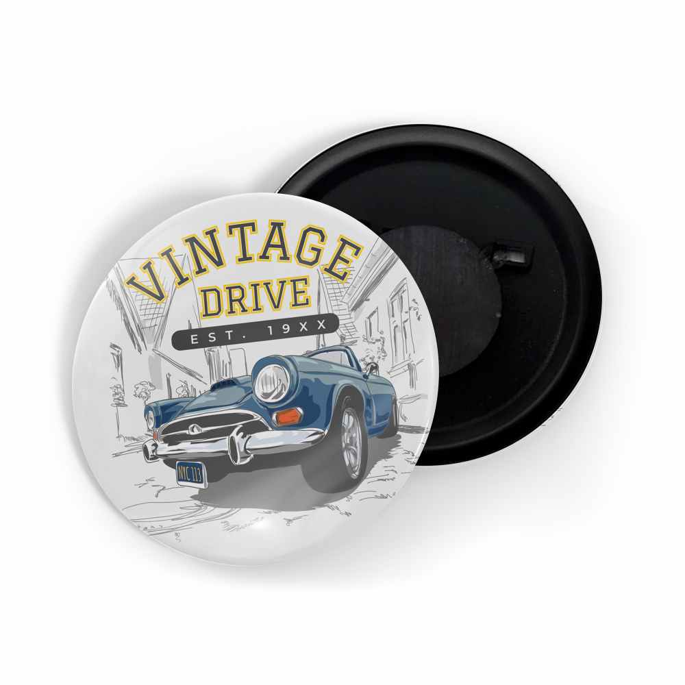 dhcrafts Fridge Magnet White Vintage Drive Glossy Finish Design Pack of 1